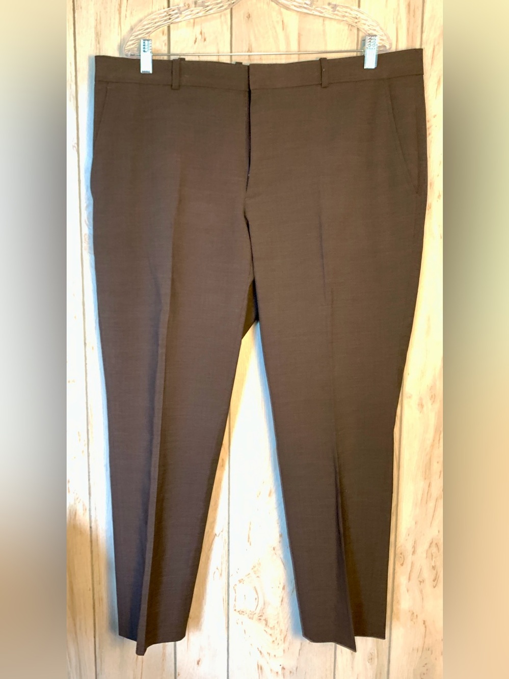 Nordstrom 38x36 Tan Brown Flat Front Trim Mens Dress Pants Straight Leg